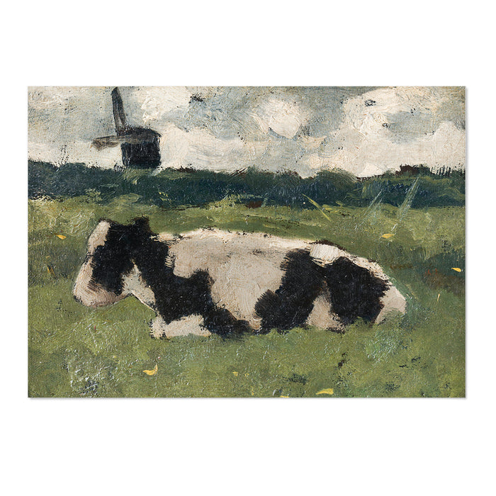 Resting Cow with a Mill