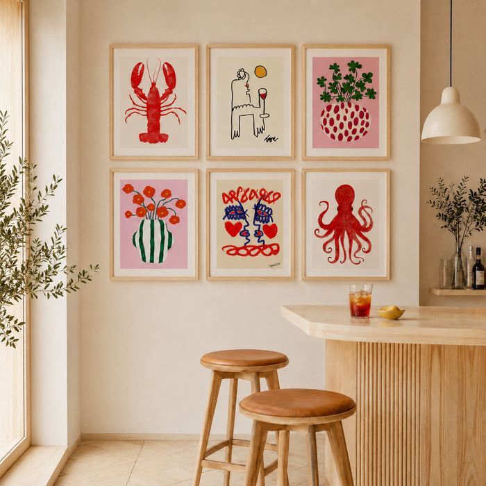 Red Pop Gallery Wall