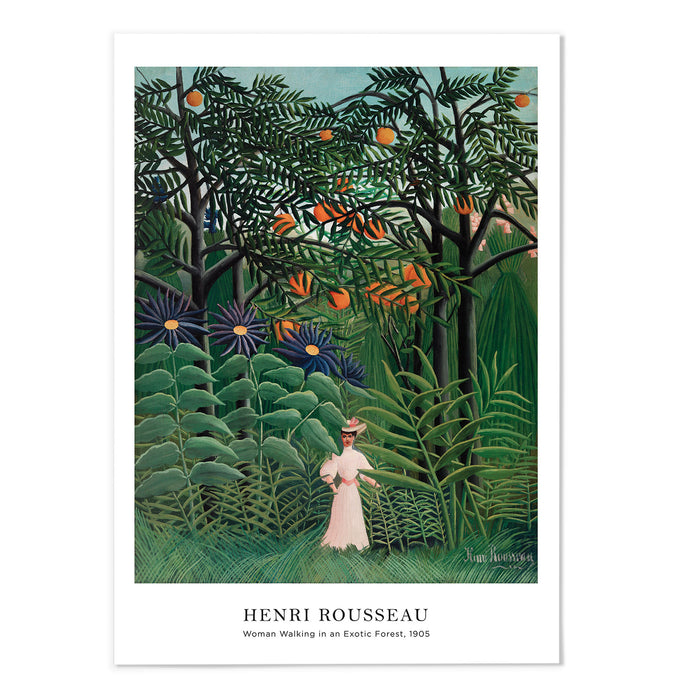 Woman Walking in an Exotic Forest Text Version