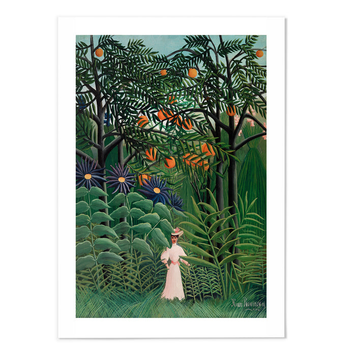 Woman Walking in an Exotic Forest