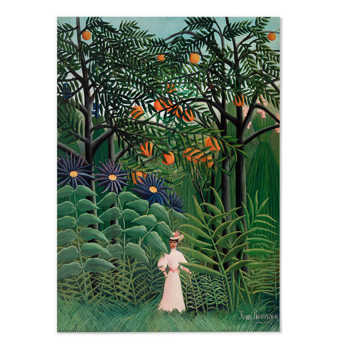 Woman Walking in an Exotic Forest