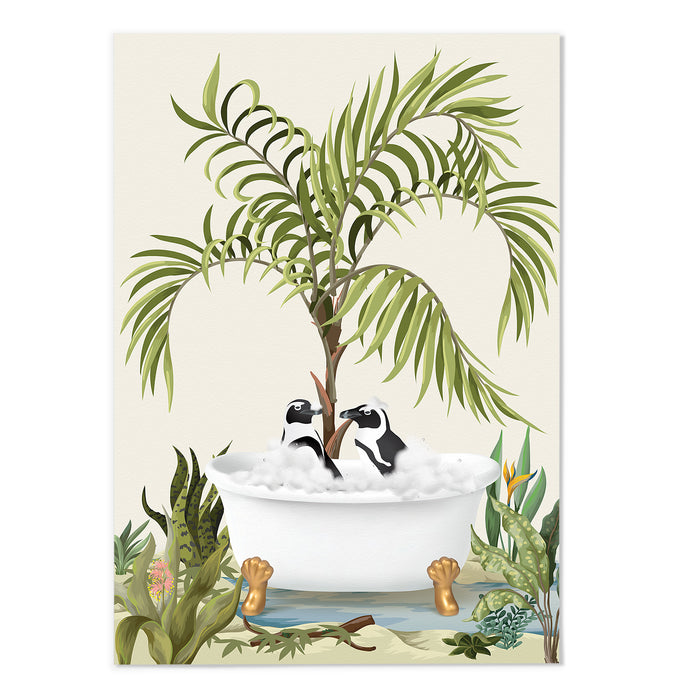 African Penguins Jungle Bathing