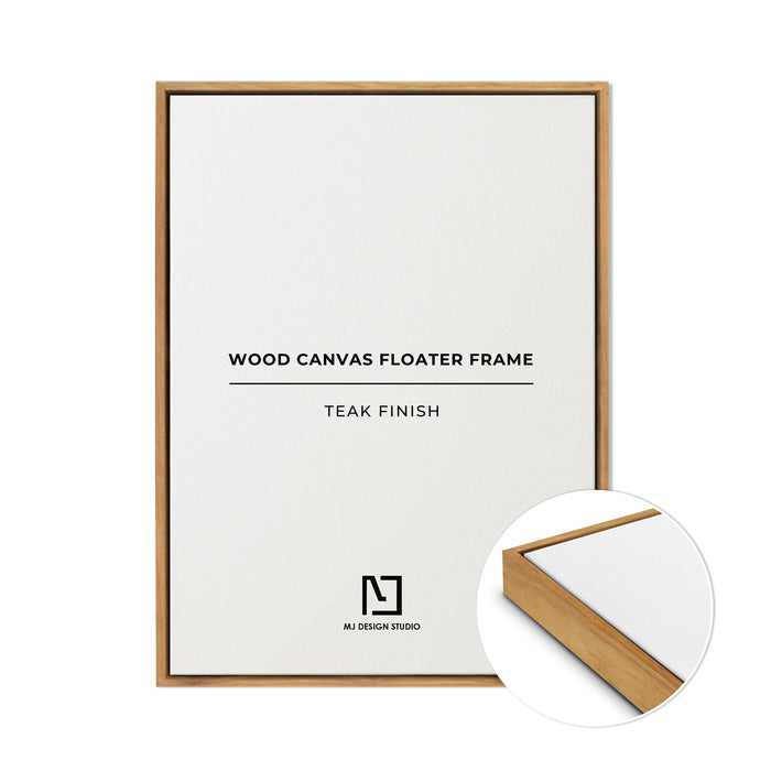 Teak Finish Wood Canvas Floater Frame